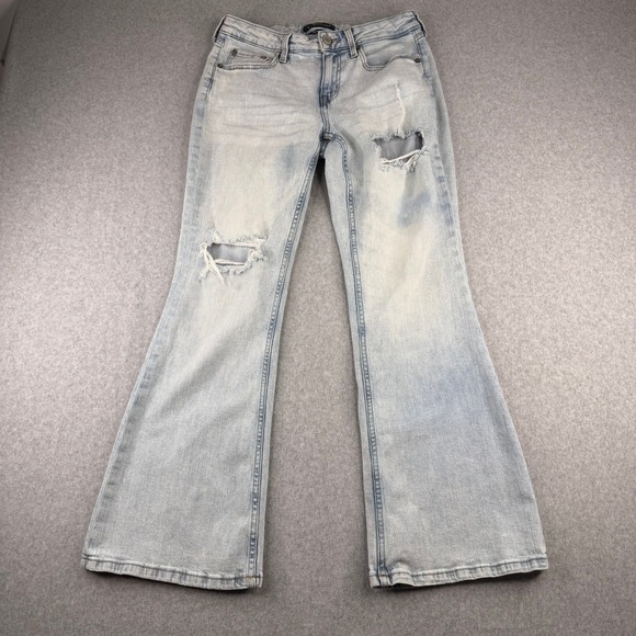 Aeropostale Denim - Aeropostale Low Rise Flare Jeans Light Wash Distressed Blue Denim Size 8 Reg